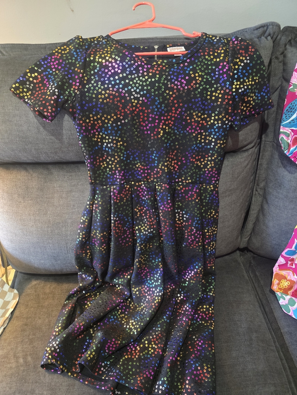 Lularoe' Black Multi-Color Sequin Fit & Flare Dress